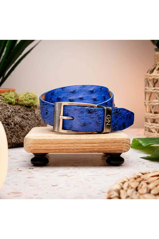 Marco Di Milano Domenico Men's Electric Blue Genuine Ostrich Skin Belts (MDMB1047)-AmbrogioShoes