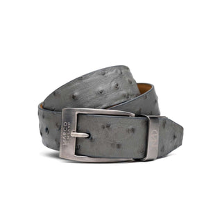 Marco Di Milano Domenico Men's Gray Genuine Ostrich Skin Belts (MDMB1047)-AmbrogioShoes