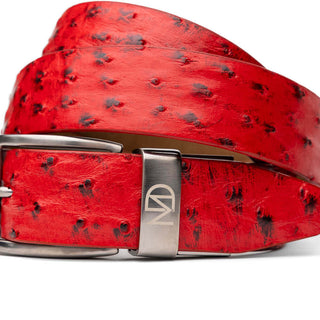 Marco Di Milano Domenico Men's Red Genuine Ostrich Skin Belts (MDMB1047)-AmbrogioShoes