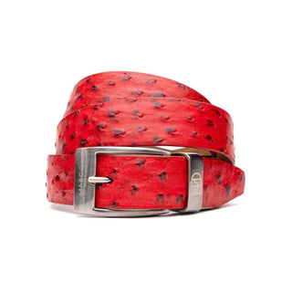 Marco Di Milano Domenico Men's Red Genuine Ostrich Skin Belts (MDMB1047)-AmbrogioShoes
