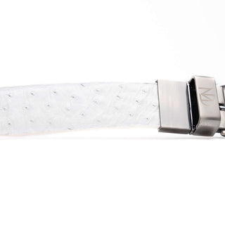 Marco Di Milano Domenico Men's White Genuine Ostrich Skin Belts (MDMB1047)-AmbrogioShoes