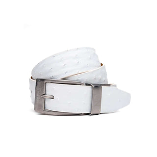 Marco Di Milano Domenico Men's White Genuine Ostrich Skin Belts (MDMB1047)-AmbrogioShoes