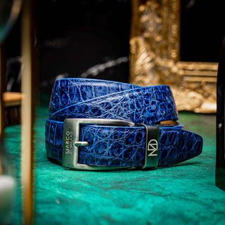 Marco Di Milano Emilio Men's Antique Navy Genuine Alligator Skin Belts (MDMB1048)-AmbrogioShoes