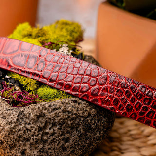Marco Di Milano Emilio Men's Antique Red Genuine Alligator Skin Belts (MDMB1048)-AmbrogioShoes