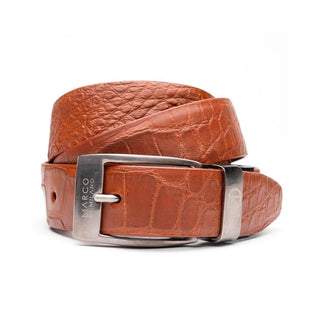Marco Di Milano Emilio Men's Cognac Genuine Alligator Skin Belts (MDMB1048)-AmbrogioShoes