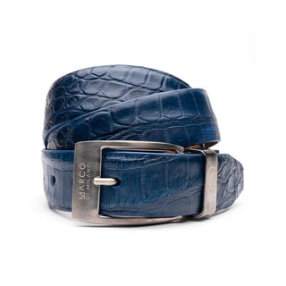 Marco Di Milano Emilio Men's Navy Genuine Alligator Skin Belts (MDMB1048)-AmbrogioShoes