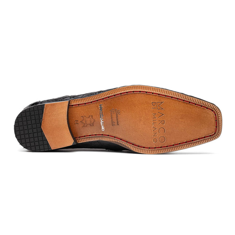 Marco Di Milano Fabro Men's Shoes Brown Exotic Crocodile Horsebit Loafers (MDM1025)-AmbrogioShoes