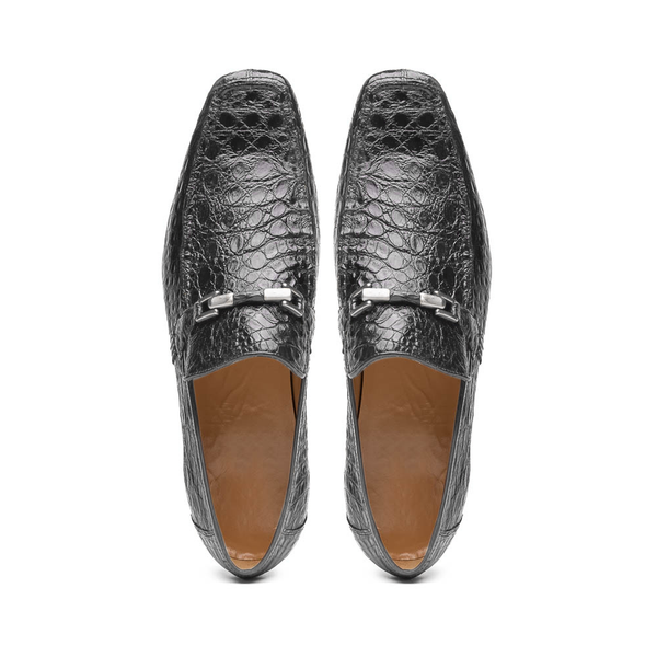 Marco Di Milano Fabro Men's Shoes Gray Exotic Crocodile Horsebit Loafers (MDM1026)-AmbrogioShoes