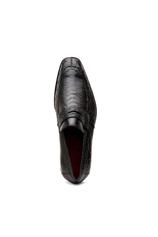 Marco Di Milano Fangio Black Genuine Ostrich Leg / Ostrich Quill Penny Loafers (MDM1112)-AmbrogioShoes