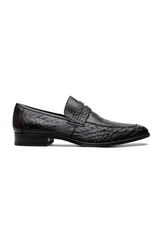 Marco Di Milano Fangio Black Genuine Ostrich Leg / Ostrich Quill Penny Loafers (MDM1112)-AmbrogioShoes