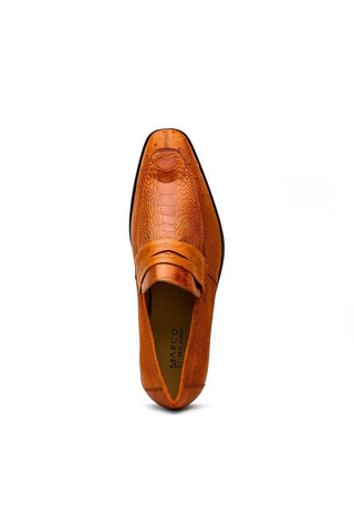 Marco Di Milano Fangio Cognac Genuine Ostrich Leg / Ostrich Quill Penny Loafers (MDM1112)-AmbrogioShoes