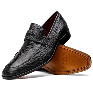 Marco Di Milano Fangio Men's Shoes Black Genuine Ostrich Leg / Ostrich Quill Penny Loafers (MDM1112)-AmbrogioShoes