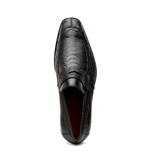 Marco Di Milano Fangio Men's Shoes Black Genuine Ostrich Leg / Ostrich Quill Penny Loafers (MDM1112)-AmbrogioShoes