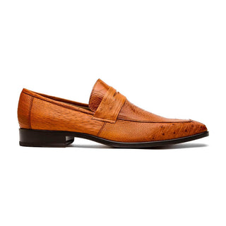 Marco Di Milano Fangio Men's Shoes Cognac Genuine Ostrich Leg / Ostrich Quill Penny Loafers (MDM1112)-AmbrogioShoes