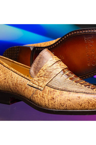 Marco Di Milano Fangio Orix Genuine Ostrich Leg / Ostrich Quill Penny Loafers (MDM1112)-AmbrogioShoes
