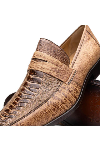 Marco Di Milano Fangio Orix Genuine Ostrich Leg / Ostrich Quill Penny Loafers (MDM1112)-AmbrogioShoes