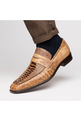 Marco Di Milano Fangio Orix Genuine Ostrich Leg / Ostrich Quill Penny Loafers (MDM1112)-AmbrogioShoes