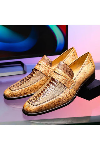 Marco Di Milano Fangio Orix Genuine Ostrich Leg / Ostrich Quill Penny Loafers (MDM1112)-AmbrogioShoes