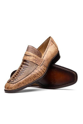 Marco Di Milano Fangio Orix Genuine Ostrich Leg / Ostrich Quill Penny Loafers (MDM1112)-AmbrogioShoes