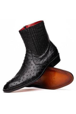 Marco Di Milano Giorgio Black Genuine Ostrich Quill Boots (MDM1151)-AmbrogioShoes