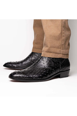 Marco Di Milano Giorgio Black Genuine Ostrich Quill Boots (MDM1151)-AmbrogioShoes