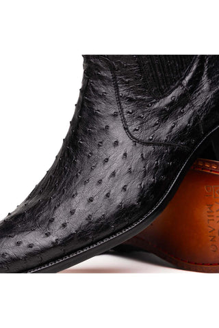 Marco Di Milano Giorgio Black Genuine Ostrich Quill Boots (MDM1151)-AmbrogioShoes