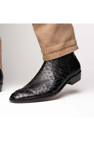 Marco Di Milano Giorgio Black Genuine Ostrich Quill Boots (MDM1151)-AmbrogioShoes
