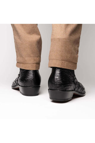 Marco Di Milano Giorgio Black Genuine Ostrich Quill Boots (MDM1151)-AmbrogioShoes
