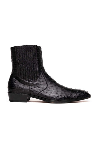 Marco Di Milano Giorgio Black Genuine Ostrich Quill Boots (MDM1151)-AmbrogioShoes