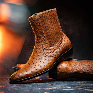 Marco Di Milano Giorgio Brandy Genuine Ostrich Quill Boots (MDM1151)-AmbrogioShoes