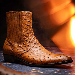 Marco Di Milano Giorgio Brandy Genuine Ostrich Quill Boots (MDM1151)-AmbrogioShoes