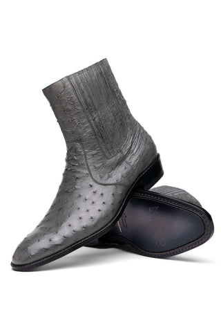 Marco Di Milano Giorgio Gray Genuine Ostrich Quill Boots (MDM1151)-AmbrogioShoes