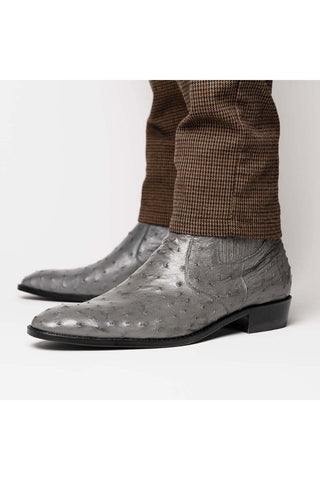 Marco Di Milano Giorgio Gray Genuine Ostrich Quill Boots (MDM1151)-AmbrogioShoes