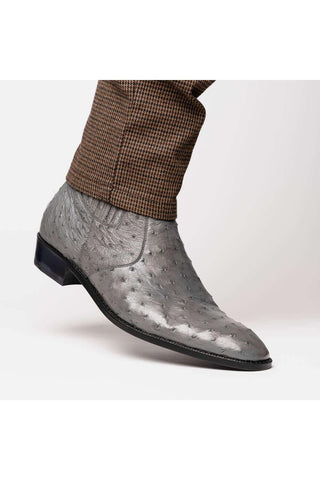 Marco Di Milano Giorgio Gray Genuine Ostrich Quill Boots (MDM1151)-AmbrogioShoes