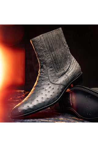 Marco Di Milano Giorgio Gray Genuine Ostrich Quill Boots (MDM1151)-AmbrogioShoes