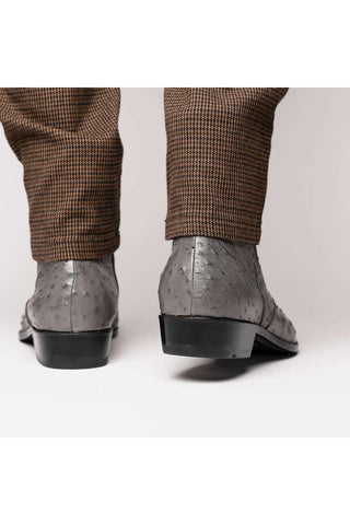 Marco Di Milano Giorgio Gray Genuine Ostrich Quill Boots (MDM1151)-AmbrogioShoes