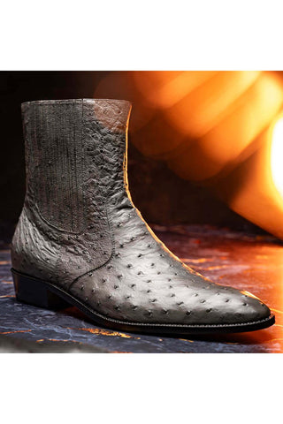 Marco Di Milano Giorgio Gray Genuine Ostrich Quill Boots (MDM1151)-AmbrogioShoes