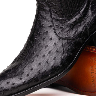 Marco Di Milano Giorgio Men's Shoes Black Genuine Ostrich Quill Boots (MDM1151)-AmbrogioShoes