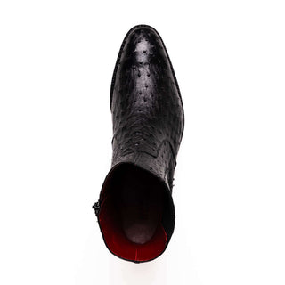Marco Di Milano Giorgio Men's Shoes Black Genuine Ostrich Quill Boots (MDM1151)-AmbrogioShoes