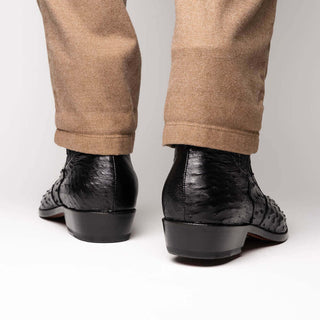 Marco Di Milano Giorgio Men's Shoes Black Genuine Ostrich Quill Boots (MDM1151)-AmbrogioShoes