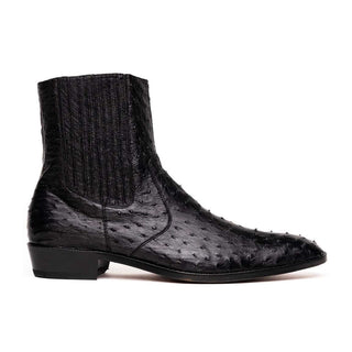 Marco Di Milano Giorgio Men's Shoes Black Genuine Ostrich Quill Boots (MDM1151)-AmbrogioShoes