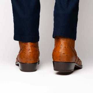 Marco Di Milano Giorgio Men's Shoes Brandy Genuine Ostrich Quill Boots (MDM1151)-AmbrogioShoes