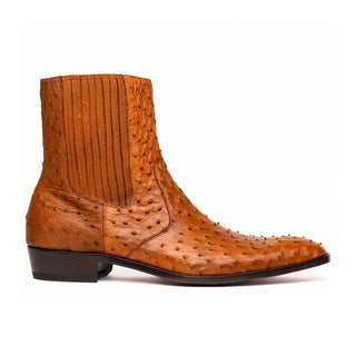 Marco Di Milano Giorgio Men's Shoes Brandy Genuine Ostrich Quill Boots (MDM1151)-AmbrogioShoes