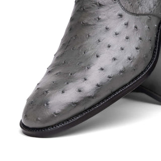 Marco Di Milano Giorgio Men's Shoes Gray Genuine Ostrich Quill Boots (MDM1151)-AmbrogioShoes