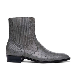 Marco Di Milano Giorgio Men's Shoes Gray Genuine Ostrich Quill Boots (MDM1151)-AmbrogioShoes