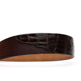 Marco Di Milano Giovanni Men's Brown Genuine Lizard & Crocodile Skin Belts (MDMB1049)-AmbrogioShoes