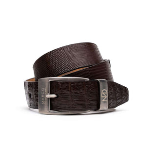 Marco Di Milano Giovanni Men's Brown Genuine Lizard & Crocodile Skin Belts (MDMB1049)-AmbrogioShoes