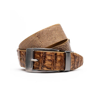 Marco Di Milano Giovanni Men's Pantano Orix Genuine Lizard & Crocodile Skin Belts (MDMB1049)-AmbrogioShoes