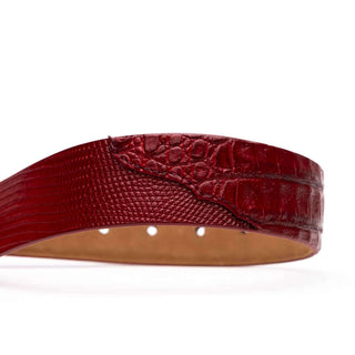Marco Di Milano Giovanni Men's Red Genuine Lizard & Crocodile Skin Belts (MDMB1049)-AmbrogioShoes