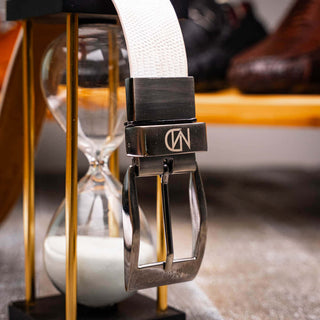 Marco Di Milano Giovanni Men's White Genuine Lizard & Crocodile Skin Belts (MDMB1049)-AmbrogioShoes